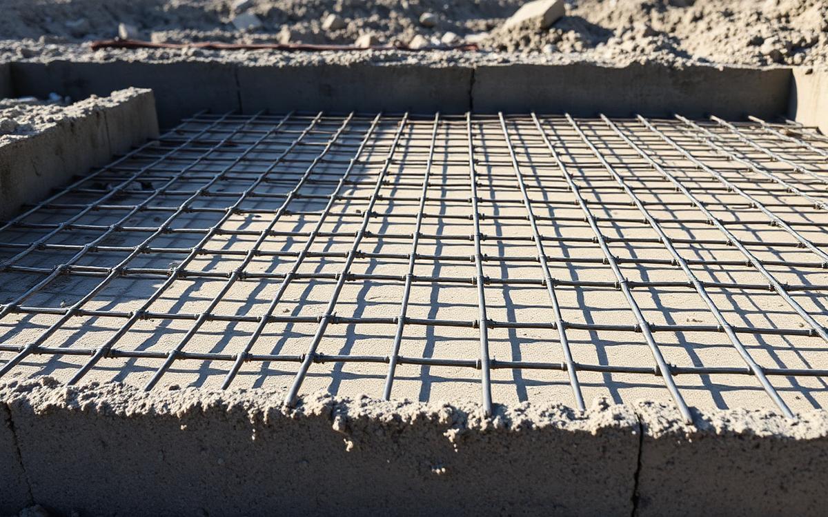 Reinforced concrete foundation with steel rebar